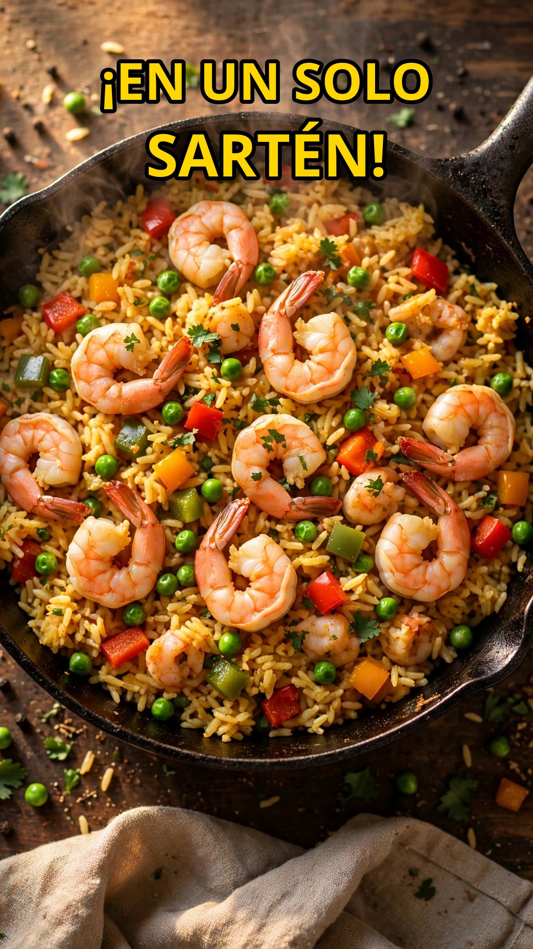 Arroz con Camarones en un Solo Sartén: Dorado, Jugoso y sin Complicaciones 🍤🍚