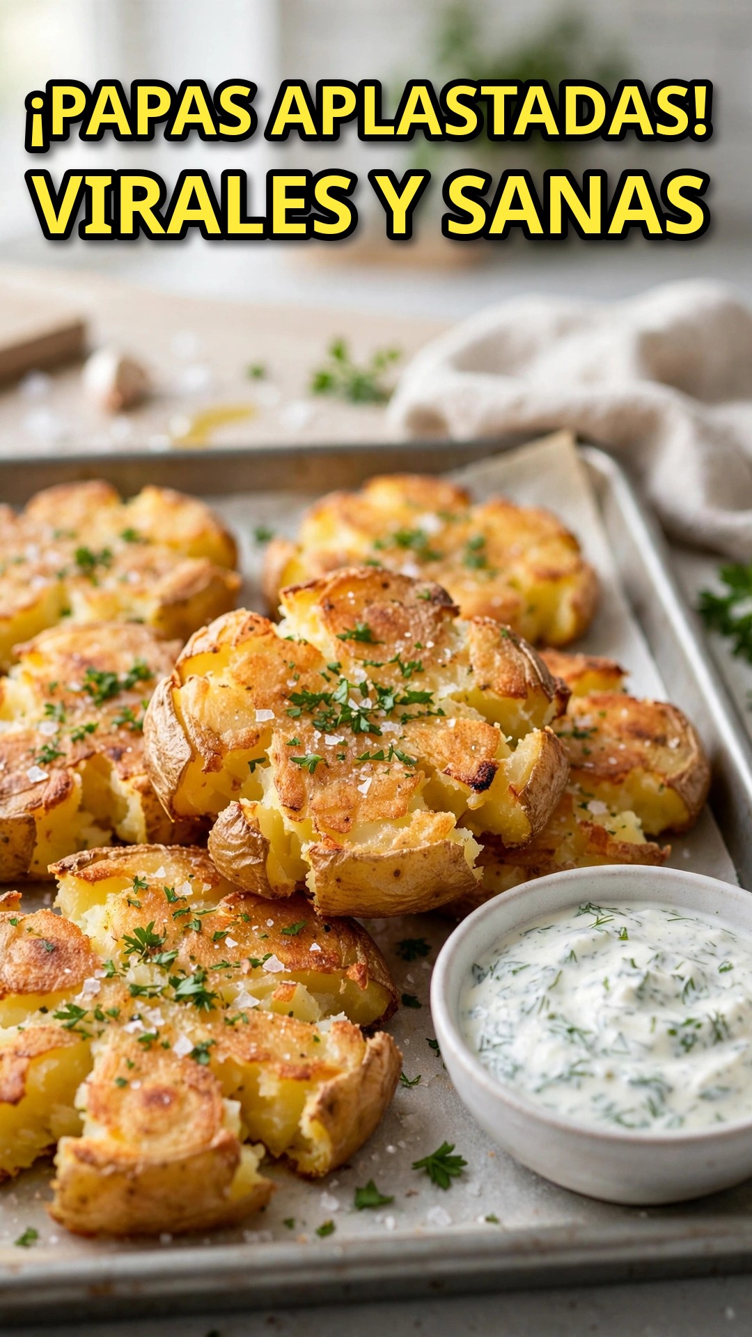 Papas Aplastadas Virales en Versión Sana: Crujientes al Horno, Sin Freír 🥔