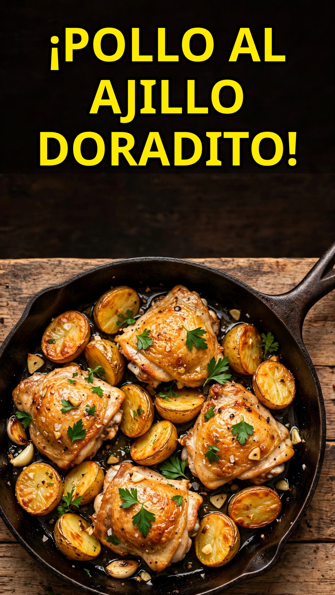 Pollo al ajillo en un solo sartén con papas doradas: la cena completa sin ensuciar casi nada