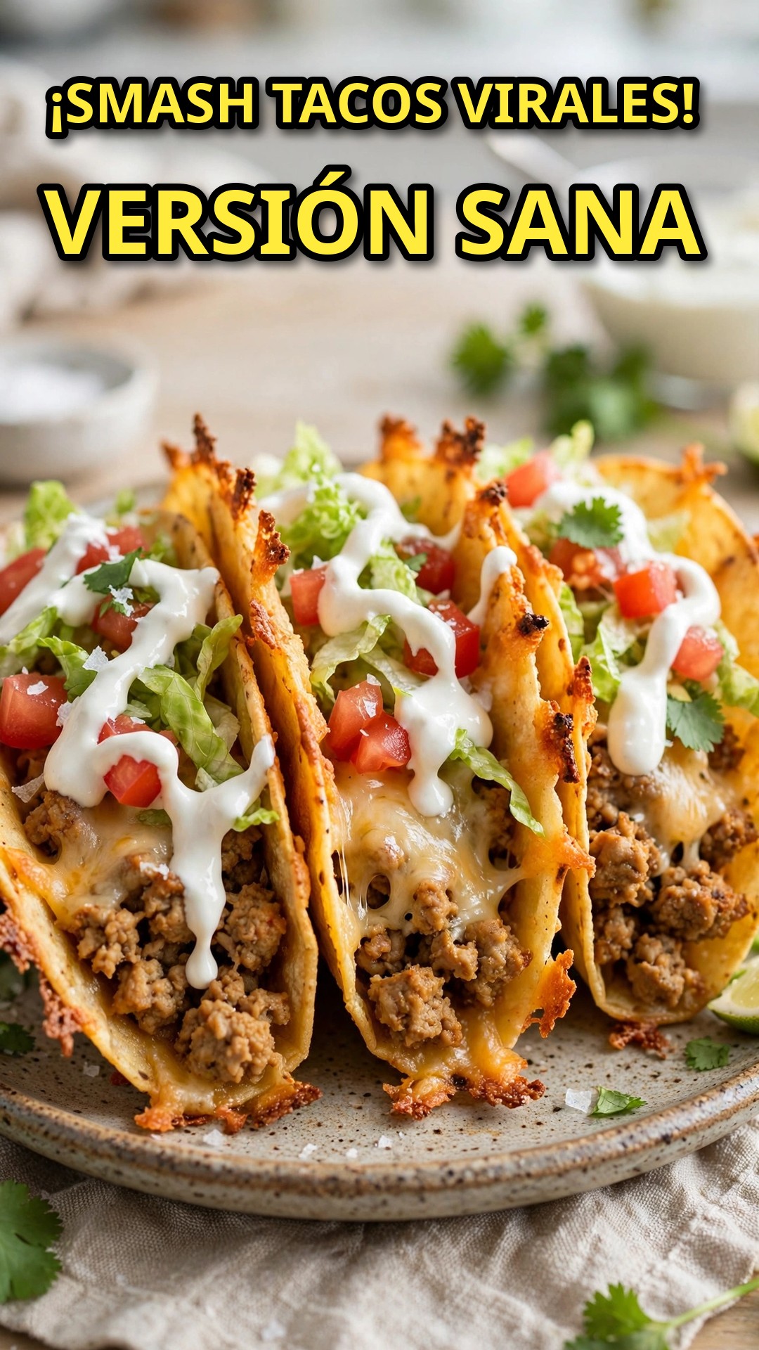 Smash Tacos Virales en Versión Sana: Pavo Magro y Salsa de Yogur 🌮